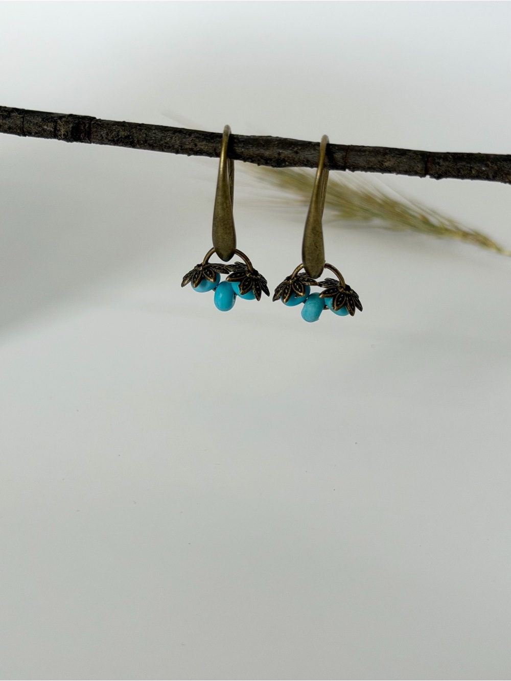 Bronze Turquoise bead Cluster Earrings - Women Jewelry